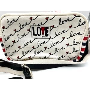 Brighton Love Scroll Striped Convertible Double‎ Zip CrossBody Bag Handbag Purse